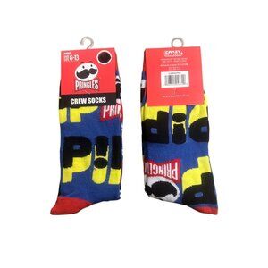 PRINGLES Chips Crew Socks Adult/Unisex/Men/Women (6-13 Shoe Size) Blue Red Yello